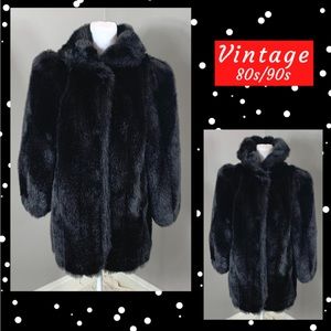 Vintage 80s 90s Jordace GlamRock Faux Mink Fur Coat Winter Christmas BarbieCore
